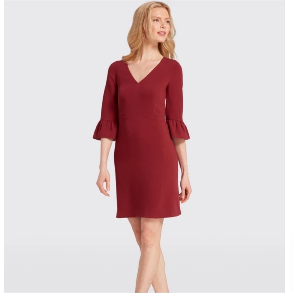 Draper James Women's Flare Sleeve V-Neckline Dress ~Deep Berry~